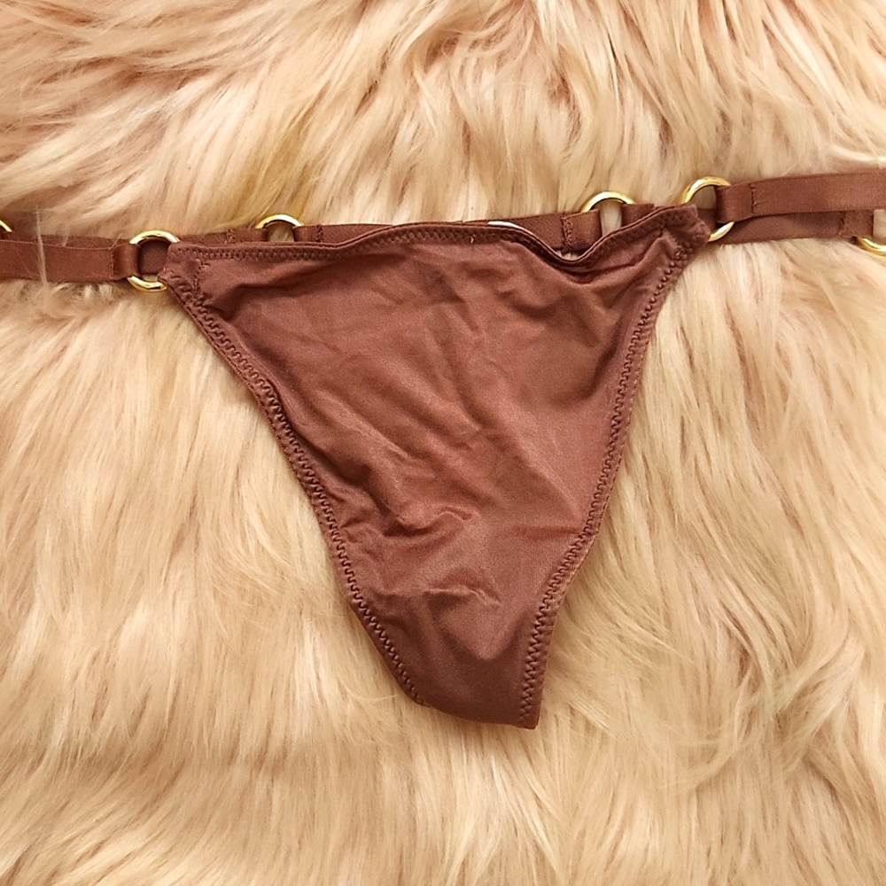 Brand New VICTORIA'S SECRET SATIN W/GROMMET DETAIL V-STRING PANTY-XS